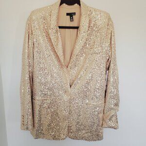 NWT Aqua Champagne Sequin Single Breasted Lined Blazer  Large